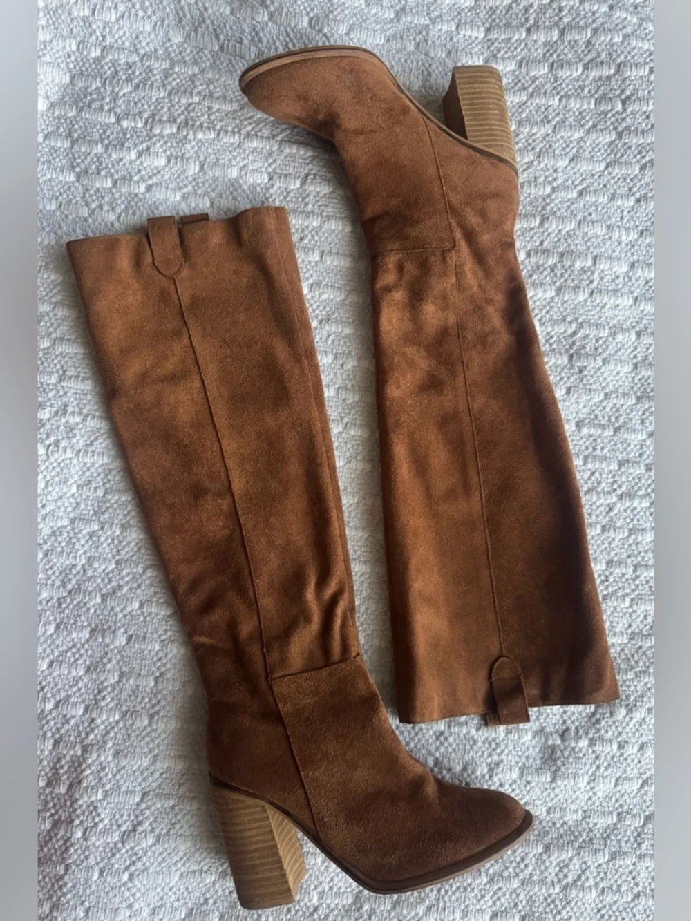 Mi.Im The Saint Handmade Suede Block Heel Tall Boots - Brown